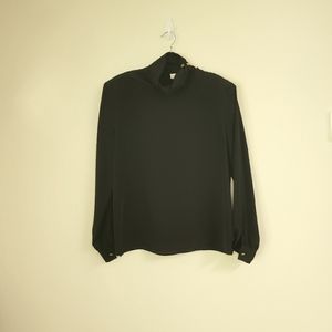 Vintage black turtleneck with gold buttons made in usa size 12